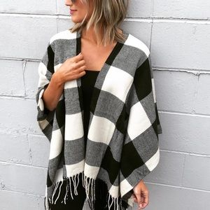 Buffalo plaid poncho